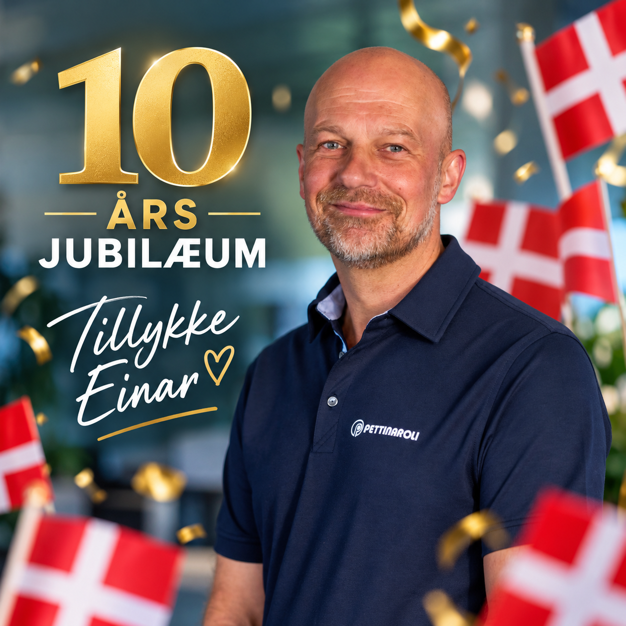 Salgschef Einar Leo Ottosen kan fejre 10-års jubilæum hos Pettinaroli A/S.